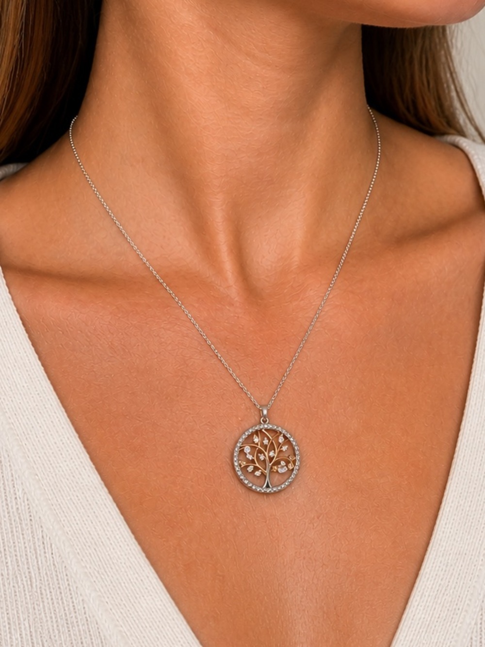 Sterling Silver Tree of Life Pendant Necklace 18”